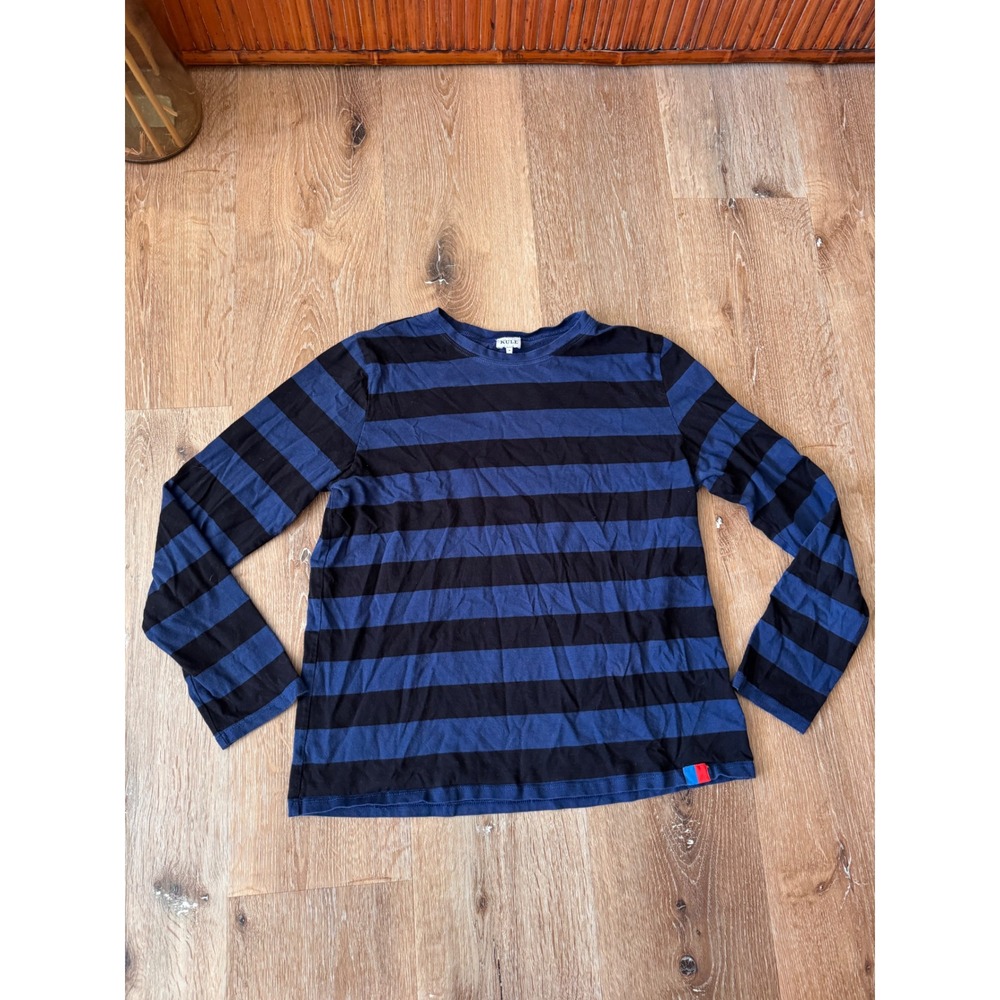 KULE Navy Black Long Sleeve Cotton Small Crew Neck Size S